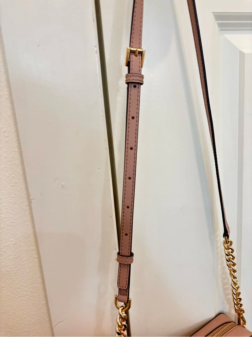 Michael Kors Blush Signature Crossbody with Gold Chain